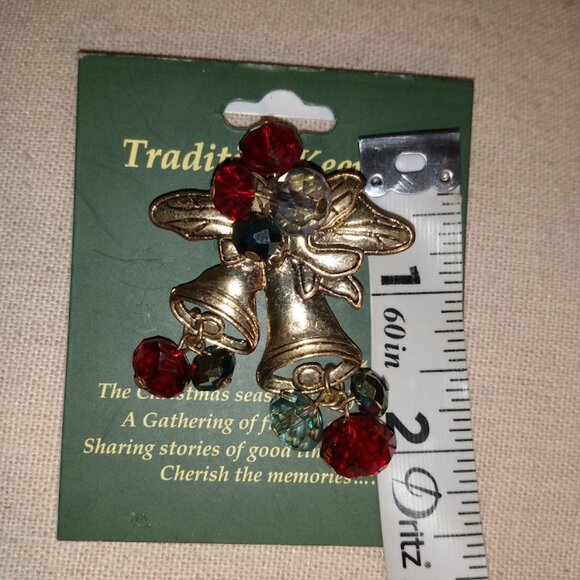 Two tradition keepers Christmas bells holiday pins. 1 silver, 1 Gold color. - Picture 3 of 3